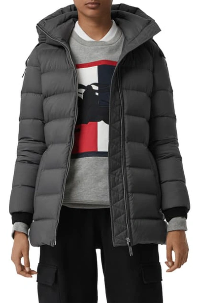 Shop Burberry Limehouse Quilted Down Puffer Coat In Mid Grey