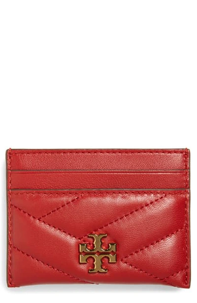 Shop Tory Burch Kira Chevron Leather Card Case In Red Apple