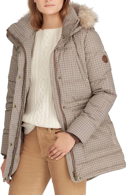 lauren ralph lauren faux fur trim puffer coat