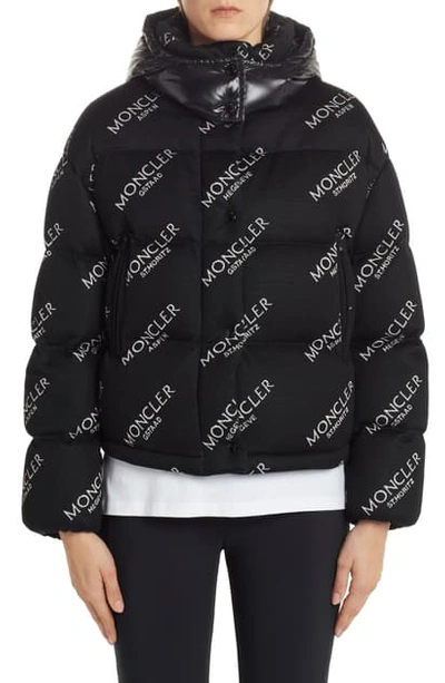 Shop Moncler Caille Logo Jacquard Quilted Jacket In Black