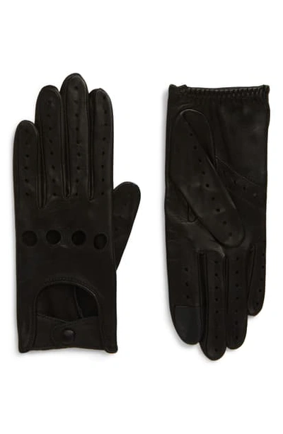 Shop Agnelle Lambskin Leather Driving Gloves In Black