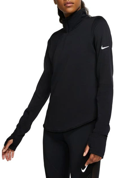 Shop Nike Sphere Element Half Zip Running Pullover In Black/ Reflective Silv