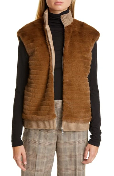 Shop Lafayette 148 Larkin Genuine Mink Fur Vest In Camel