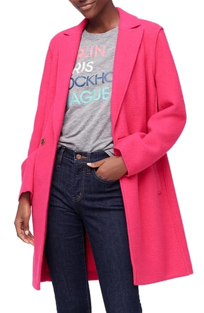 Shop Jcrew Daphne Boiled Wool Topcoat In Bright Rose