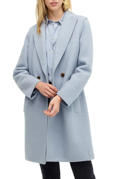 Shop J.crew Daphne Boiled Wool Topcoat In Wool Icy Mountain Blue