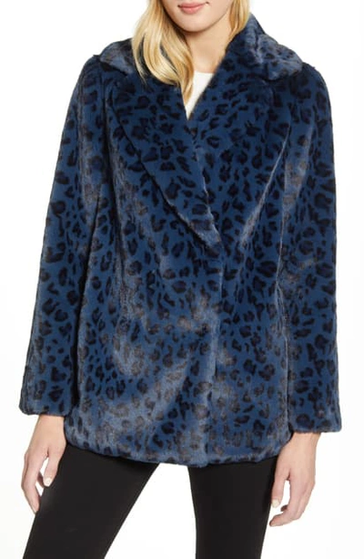Ted Baker Zenaida Leopard-printed Faux-fur Coat In Dk-blue | ModeSens