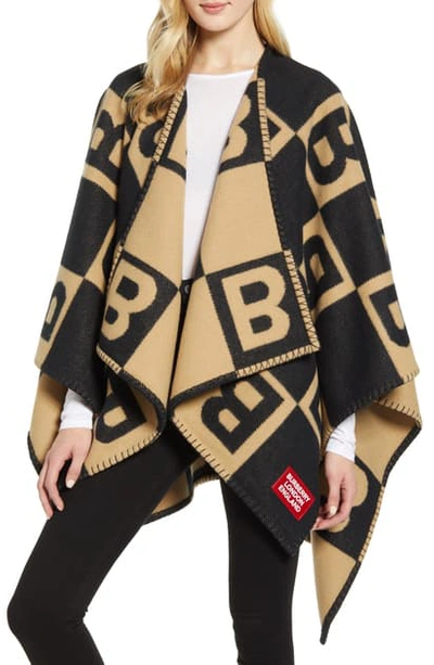 Shop Burberry Logo Letter Wool & Cashmere Cape In Archive Beige