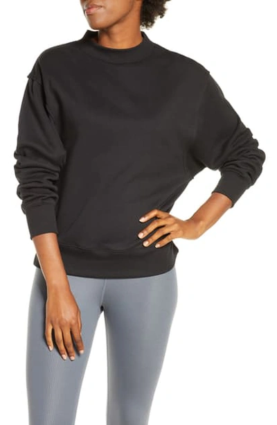 Shop Alo Yoga Freestyle Mock Neck Sweatshirt In Black