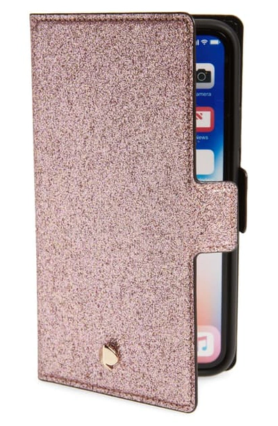 Shop Kate Spade Magnetic Iphone X/xs/xs Max & Xr Folio In Rose Gold