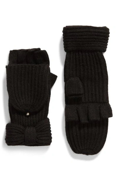 Shop Kate Spade Solid Bow Pop Top Gloves In Black