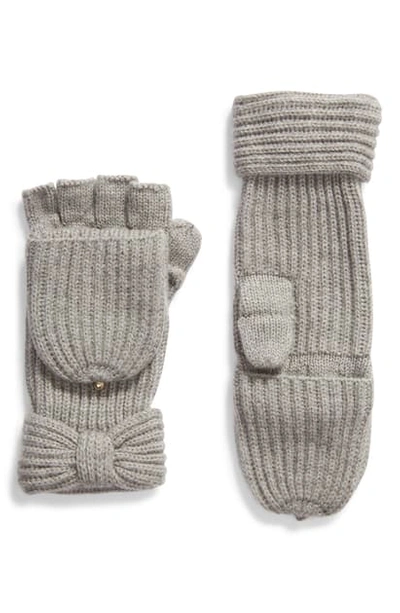 Shop Kate Spade Solid Bow Pop Top Gloves In Heather Gray
