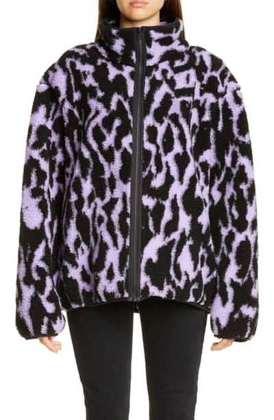 Shop Ashley Williams Juju Animal Print Fleece Jacket In Lilac Animal