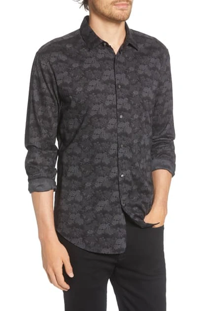Shop John Varvatos X Led Zeppelin Slim Fit Floral Button-up Shirt In Iron Grey
