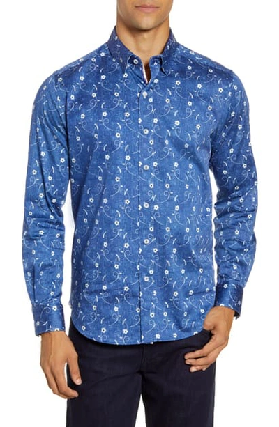 Shop Robert Graham Hawkeswrth Floral Button-up Shirt In Blue