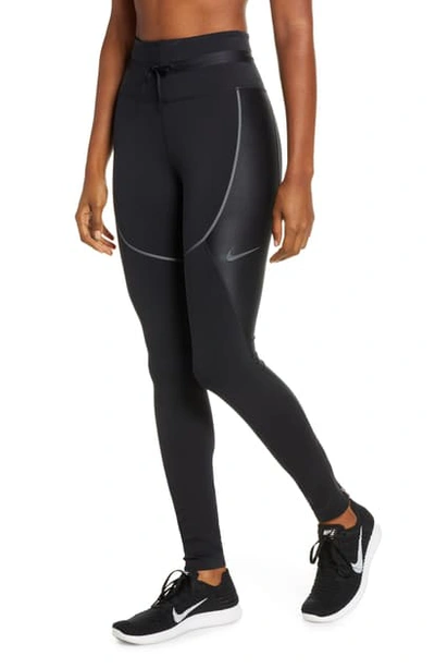 Shop Nike City Ready Reflect Running Tights In Black/reflect Black