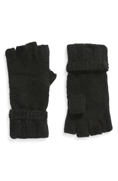 Shop Ugg Fingerless Knit Gloves In Black