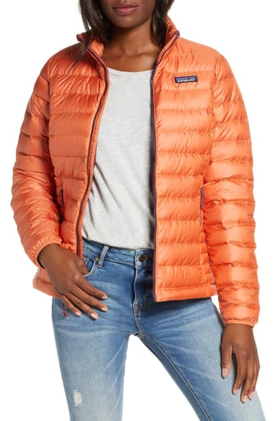 Shop Patagonia Down Jacket In Sns Sunset Orange