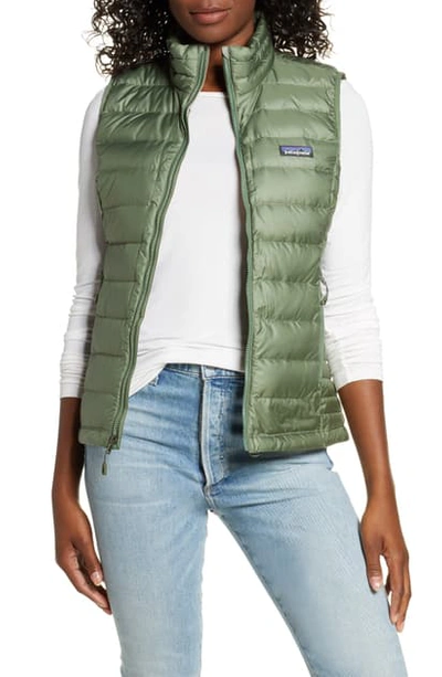 Shop Patagonia Down Vest In Cmpg Camp Green