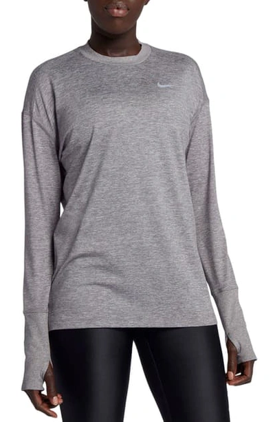 Shop Nike Dry Element Crewneck Top In Gunsmoke/ Atmosphere Grey