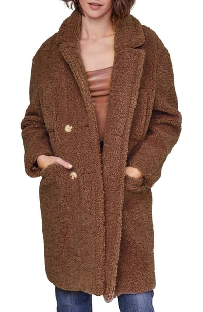 Shop Astr Freddie Faux Fur Coat In Chestnut