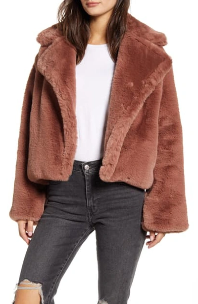 Shop Bb Dakota Big Time Faux Fur Jacket In Rose Taupe