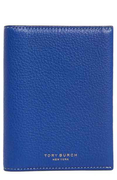 Shop Tory Burch Perry Leather Passport Holder In Nautical Blue / Malachite