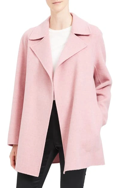 Shop Theory Wool & Cashmere Overlay Coat In Winter Pink Melange
