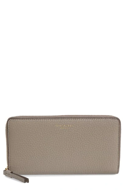 Shop Tory Burch Perry Leather Continental Zip Wallet In Gray Heron