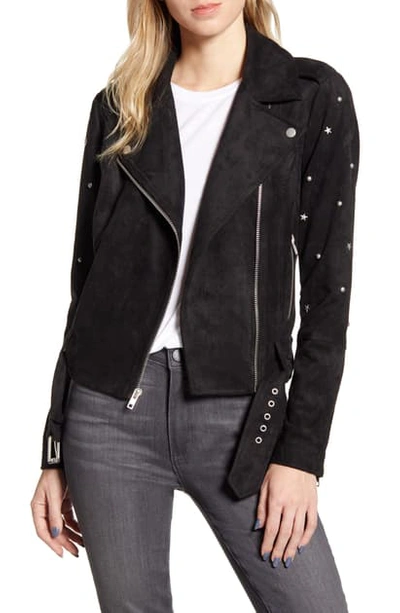Shop Bb Dakota Love Walk In Faux Suede Moto Jacket In Black