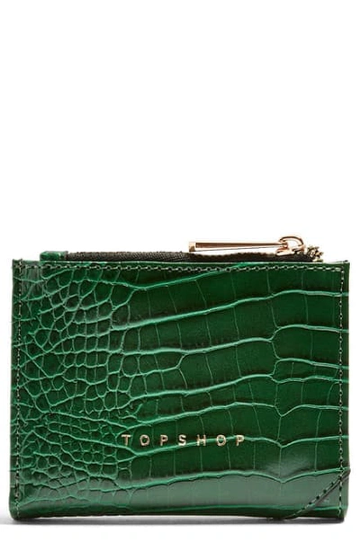 Shop Topshop Penny Embossed Faux Wallet In Green