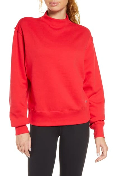 Shop Alo Yoga Freestyle Mock Neck Sweatshirt In Scarlet