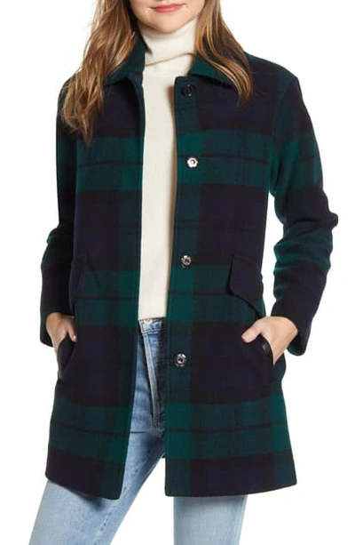 Shop Pendleton Mercer Island Wool Blend Barn Coat In Black Watch