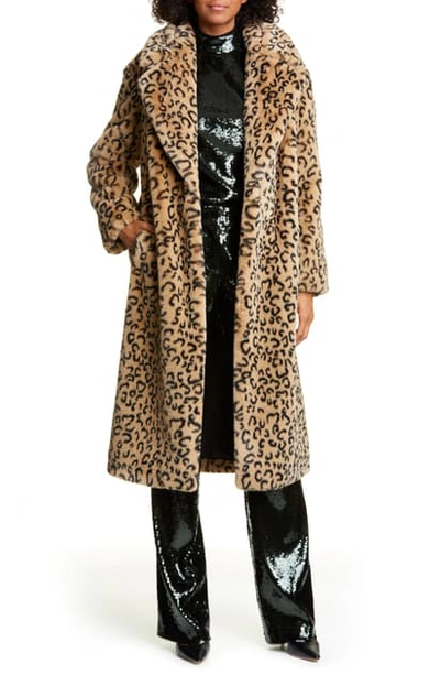 Shop A.l.c Elkin Faux Fur Coat In Light Brown/ Black