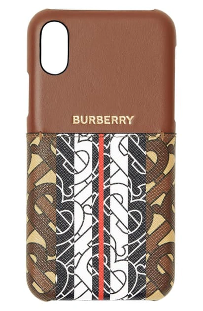 Shop Burberry Tricolor Monogram Iphone X/xs Case In Bridle Brown