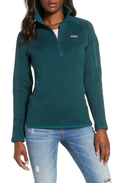 Shop Patagonia Better Sweater Quarter Zip Performance Jacket In Pigr Piki Green