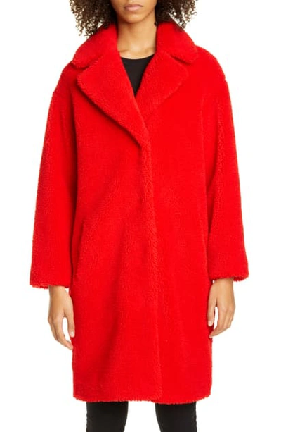 Shop Stand Studio Camille Teddy Faux Fur Cocoon Coat In 2500 Red