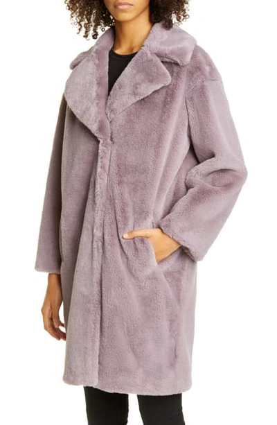 Shop Stand Studio Camille Faux Fur Cocoon Coat In 5140 Dusty Lavender