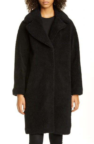 Shop Stand Studio Camille Teddy Faux Fur Cocoon Coat In 8990 Black