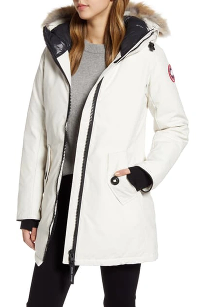 Shop Canada Goose Rosemont Arctic Tech 625 Fill Power Down Parka With Genuine Coyote Fur Trim In Early Light