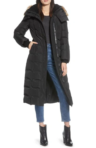 Shop Mackage Jada-cr 800 Fill Power Down Coat With Genuine Shearling & Genuine Coyote Fur Trim In Black