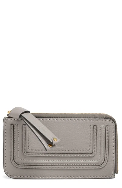 Shop Chloé Medium Marcie Leather Zip Card Holder In Cashmere Grey
