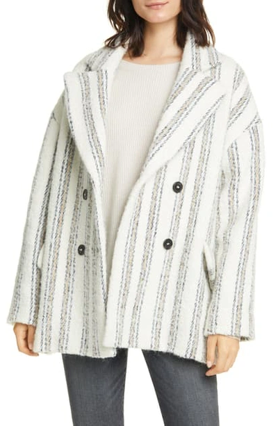 Shop Ba&sh Fillie Stripe Double Breasted Coat In Ecru
