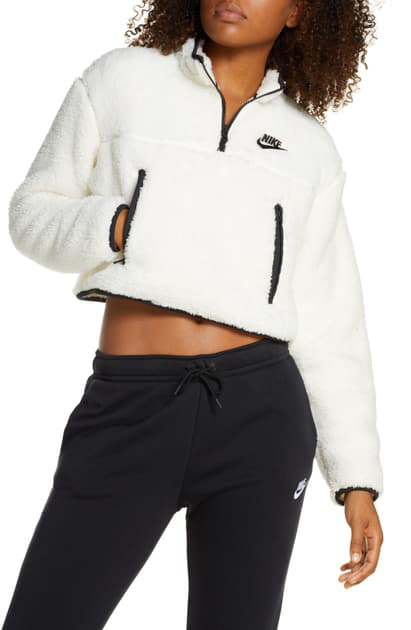 nike sportswear fleece quarter zip crop pullover