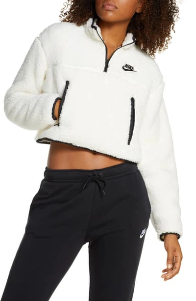 Nike Sportswear Fleece Quarter Zip Crop Pullover In White | ModeSens