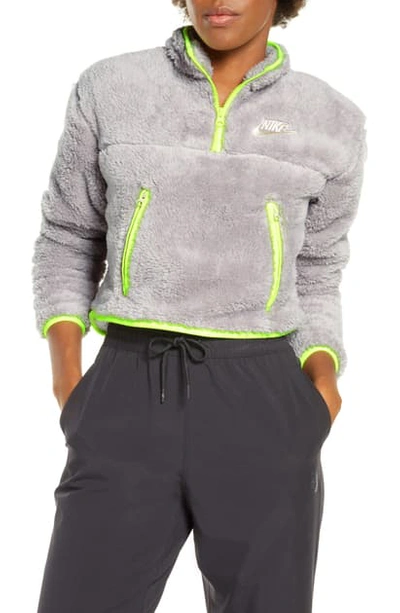 Nike Sportswear Womenâ€™s 1/4-zip Sherpa Fleece Crop Top (pumice) -  Clearance Sale In Grey | ModeSens