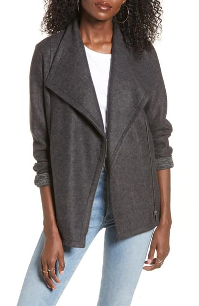 Shop Bb Dakota Knits Alright Now Knit Jacket In Charcoal Grey
