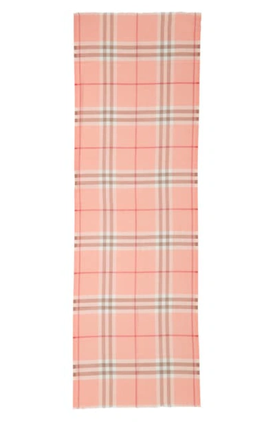 Shop Burberry Giant Check Wool & Silk Gauze Scarf In Pink Peach