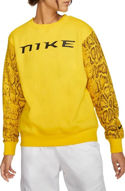 Shop Nike Sportswear Logo Python Print Sweatshirt In Speed Yellow