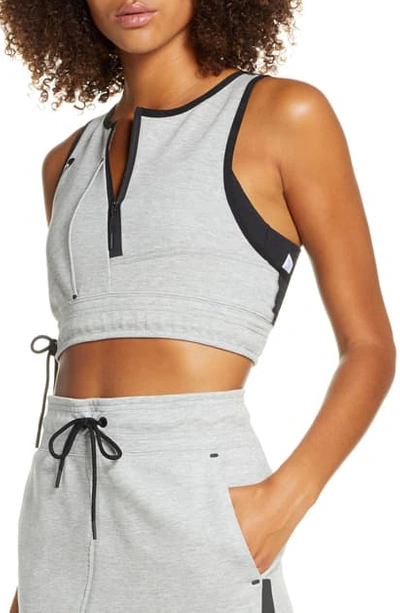Shop Nike Sportswear Tech Fleece Crop Tank In Dk Grey Heather/ Black