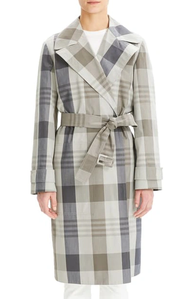 Shop Theory Plaid Cotton & Silk Trench Coat In Multi